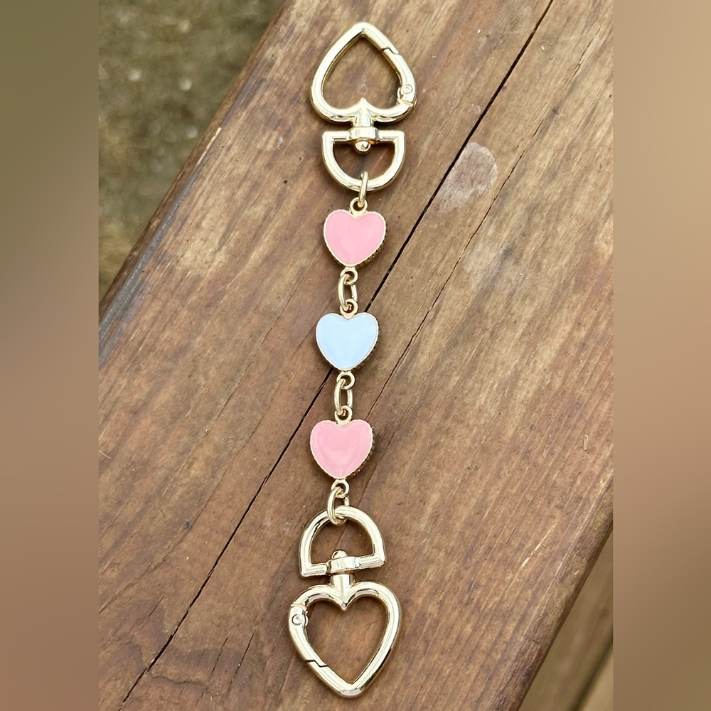 NEW Chic Handbag Strap Extender - Pink and White Hearts